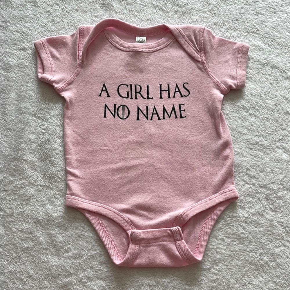 Game of Thrones “A Girl Has No Name” Pink Onesie Bodysuit, Baby Girl 12 Months